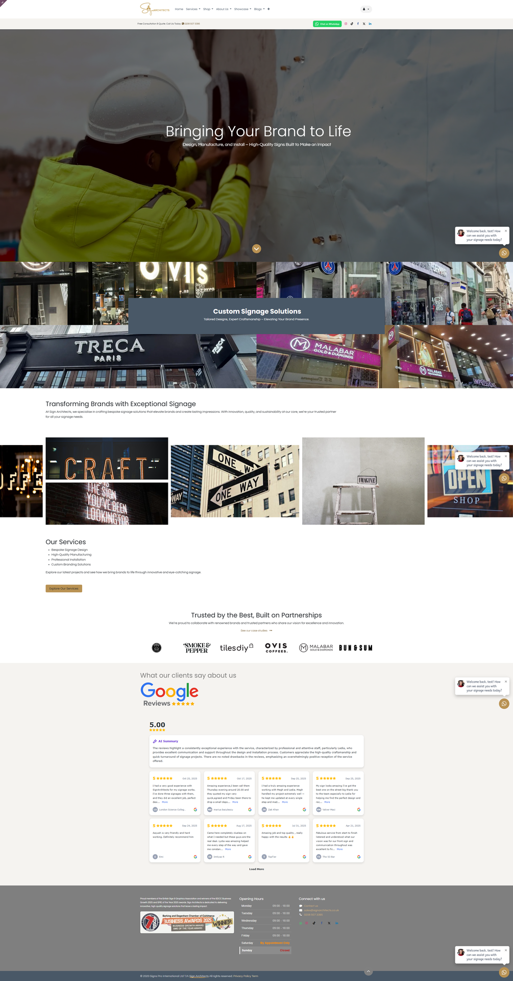 Sign Architects homepage preview