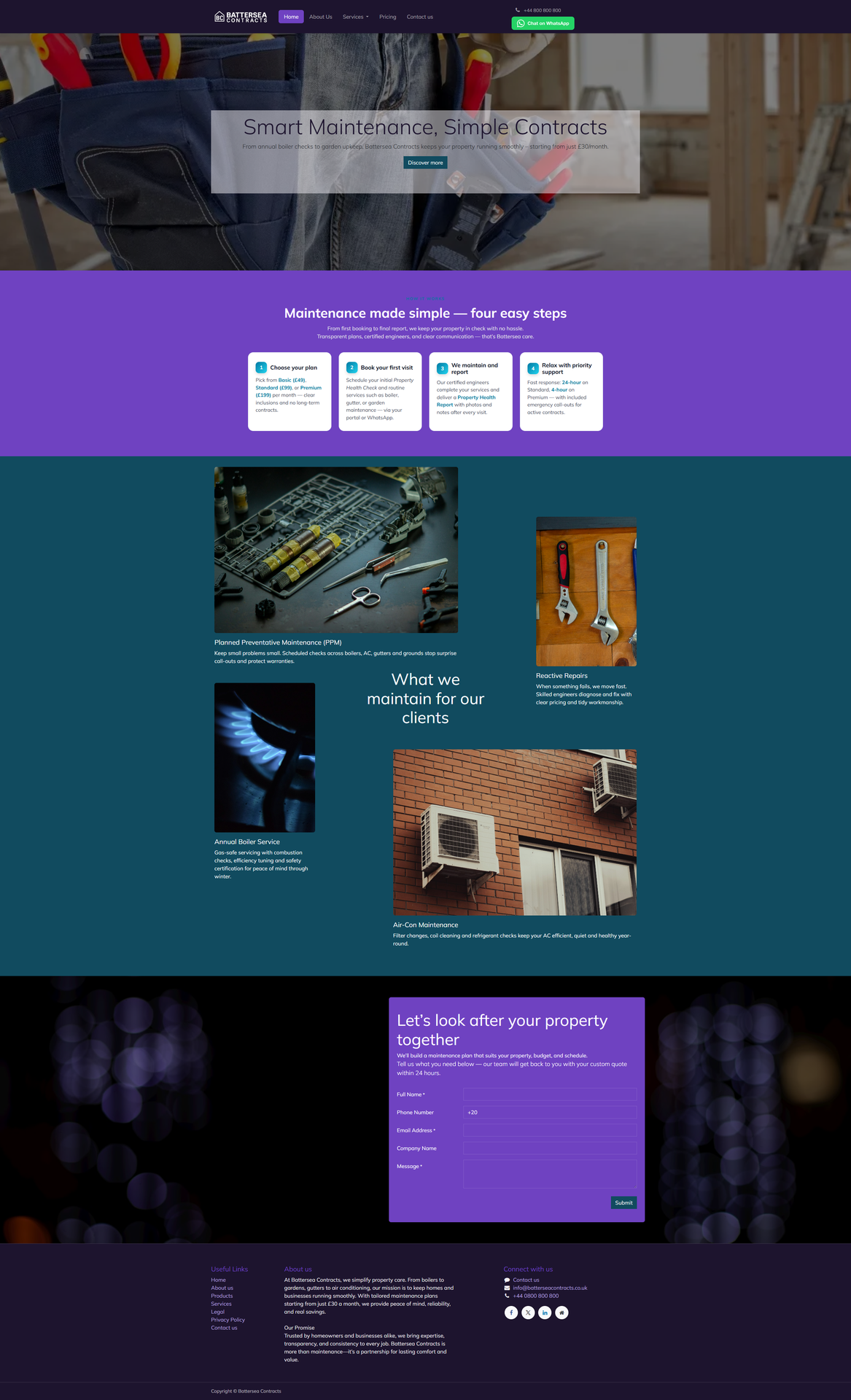 Battersea Contracts homepage preview